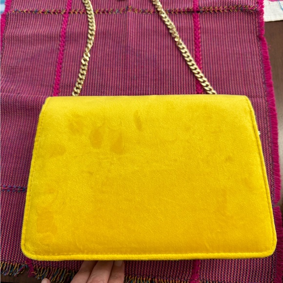 Boden Yellow and Pink Velvet Tassle Bag - Picture 4 of 9
